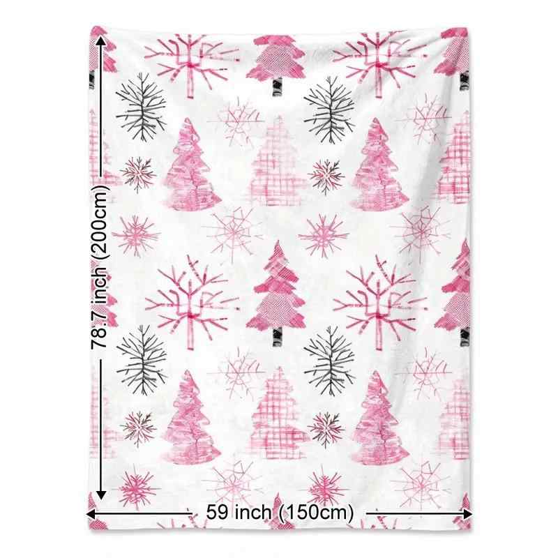 ブランケット ピンク クリスマスツリー柄 雪の結晶柄 フランネル 柔らかい肌触り ソフト あたたか 暖かい 軽量 お昼寝 キャンプ 旅行 アウトドア ソファカバー ひざ掛け 多機能 ポリエステル モダン シンプル 通年快適