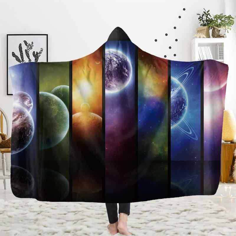 ブランケット フード付き ポンチョ ケープ フランネル ポリエステル 3Dデジタルプリント 星空柄 秋冬 防寒 昼寝 仮眠 リラックス 部屋着 ルームウェア 厚手(x2) 4,562円