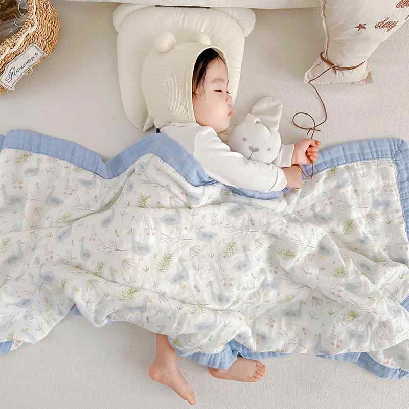 ブランケット 新生児 ベビー 子供 大人用 四重ガーゼ 竹繊維 綿 夏用 エアコン対策 肌掛け 毛布 通気性 吸湿速乾 動物柄 花柄 雲柄 くま柄 アヒル柄 うさぎ柄(x2)