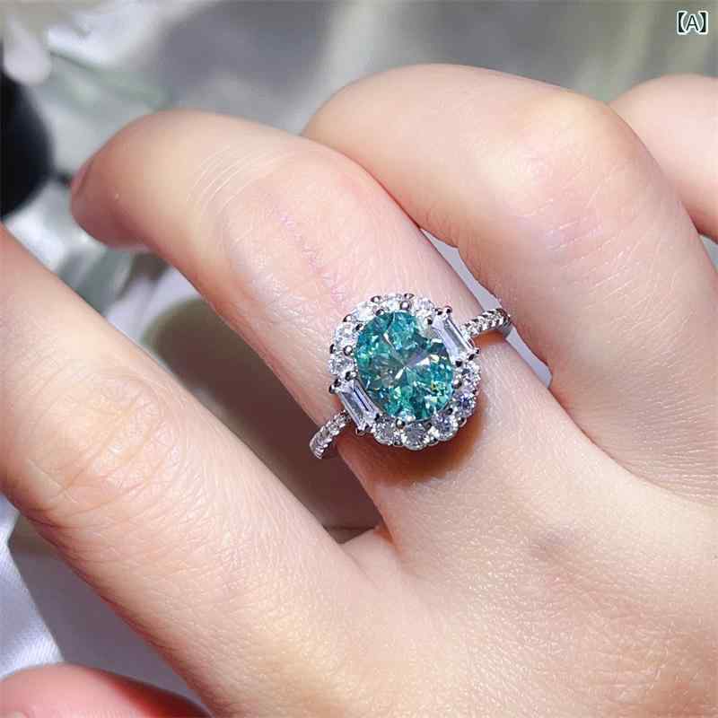 指輪 レディース パライバカラー モアサナイト シルバー925 プラチナメッキ 大粒 一粒 婚約指輪 プロポーズ キラキラ エレガント 上品 欧米風 ファッション アクセサリー ギフト｜naruki