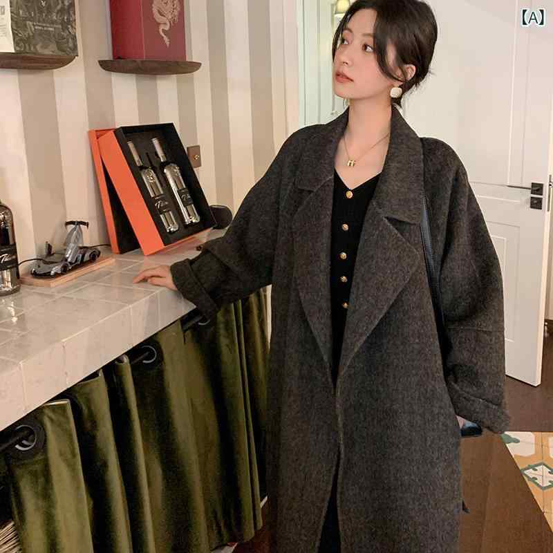 コート レディース ワイドラペル 秋冬 ウール アルパカ混 ダブルフェイス ロング丈 ゆったり ベルト付き 着痩せ 上品 きれいめ 通勤 アウター