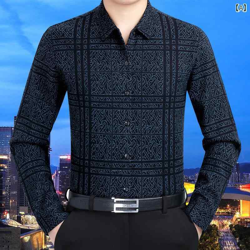 シャツ メンズ 男性用 ミドルエイジ ビジネスカジュアル 長袖 形態安定 ノーアイロン 裏起毛 カシミヤ100% チェック柄 ジャガード織り スタンダードフィット 秋冬 普段使い