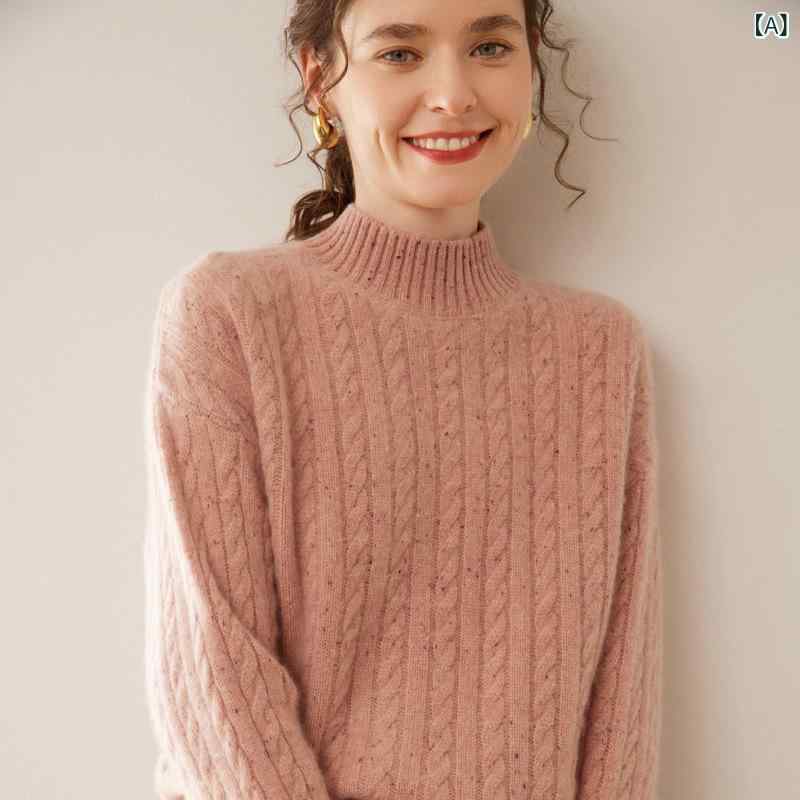 ニット レディース 女性用 秋冬 カシミヤ 厚手 カラードット レトロ ケーブル編み ハイネック プルオーバー ゆったり 長袖 体型カバー 普段使い デイリー カジュアル キレイめ 通勤 11,340円