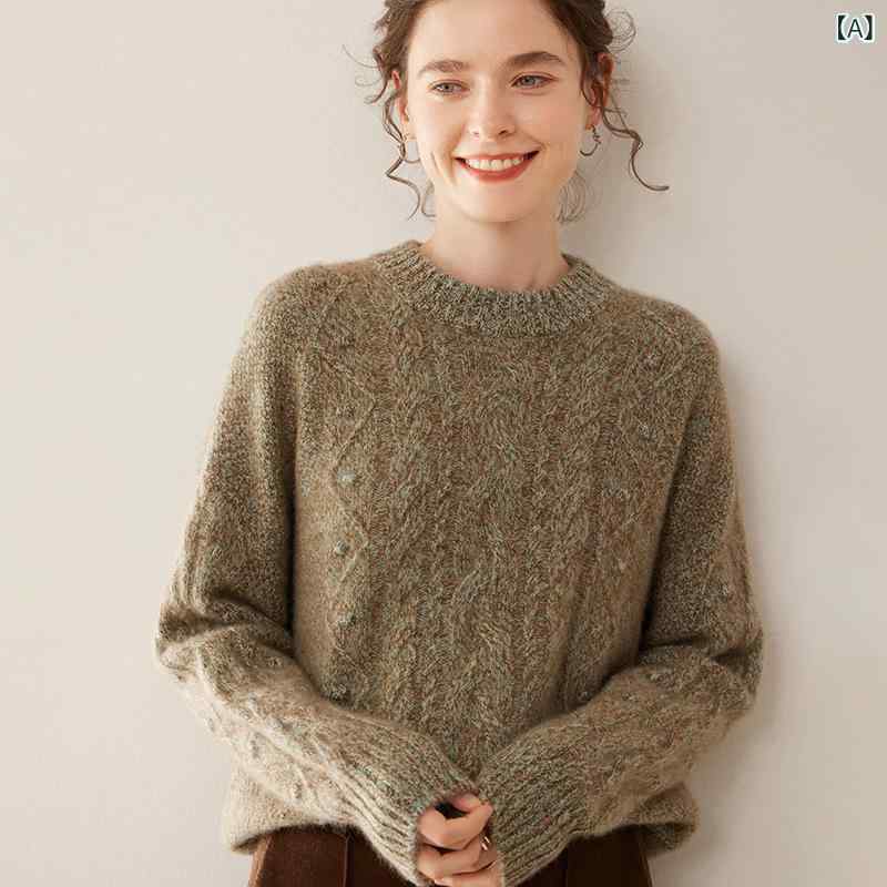 セーター レディース 秋冬 厚手 カシミヤ ニット トップス 長袖 クルーネック ゆったり オーバーサイズ カラーネップ プルオーバー カジュアル リラックス 普段使い