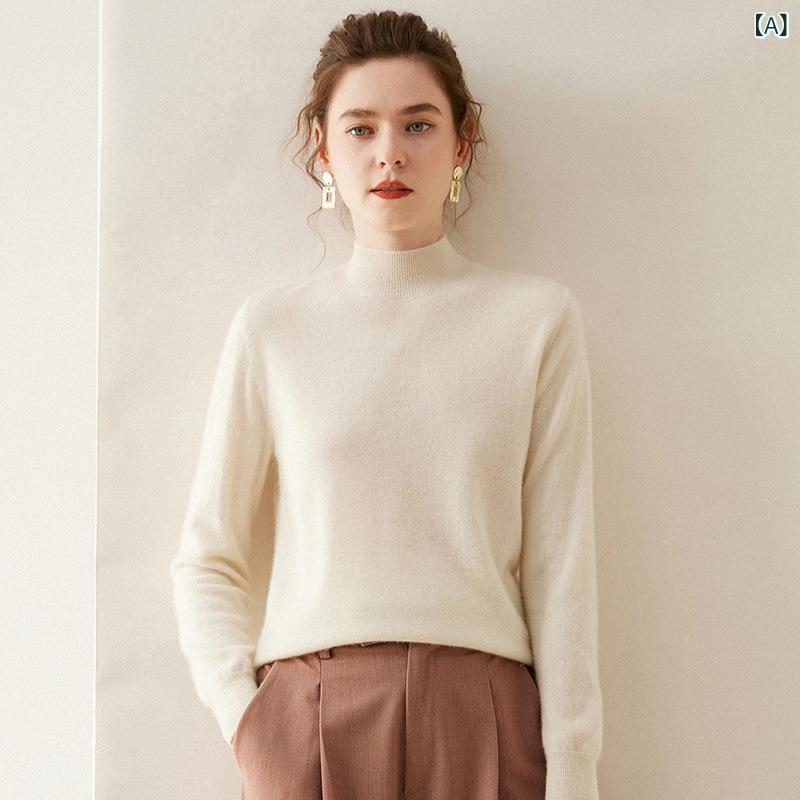 ニット レディース 秋冬 カシミヤ プルオーバー トップス 長袖 ハイネック ゆったり ルーズ リブ 保温 あったか ふんわり 柔らかい もちもち 着痩せ 細見え 着回し 普段使い オフィス 通勤