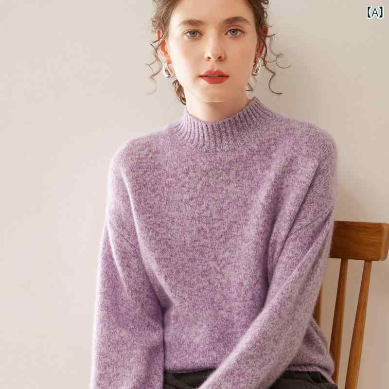 ニット レディース カシミヤ混 プルオーバー 秋冬 ハイネック ショート丈 ゆったり 体型カバー 厚手 もちもち ソフトタッチ リブ編み 韓国風 きれいめ カジュアル デイリー 通勤 オフィス 11,596円