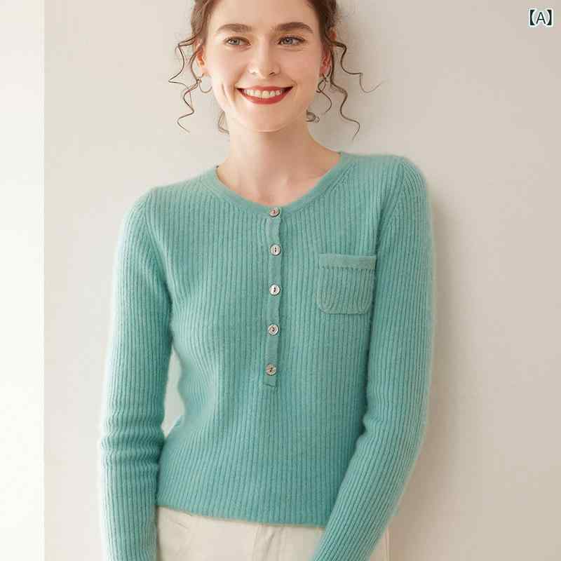 ニット レディース 秋冬 カシミヤブレンド プルオーバー クルーネック ボタン付きパッチポケット シンプル 上品 リブ編み セーター 長袖 トップス 女性用 カジュアル オフィス 普段使い｜naruki 10,160円