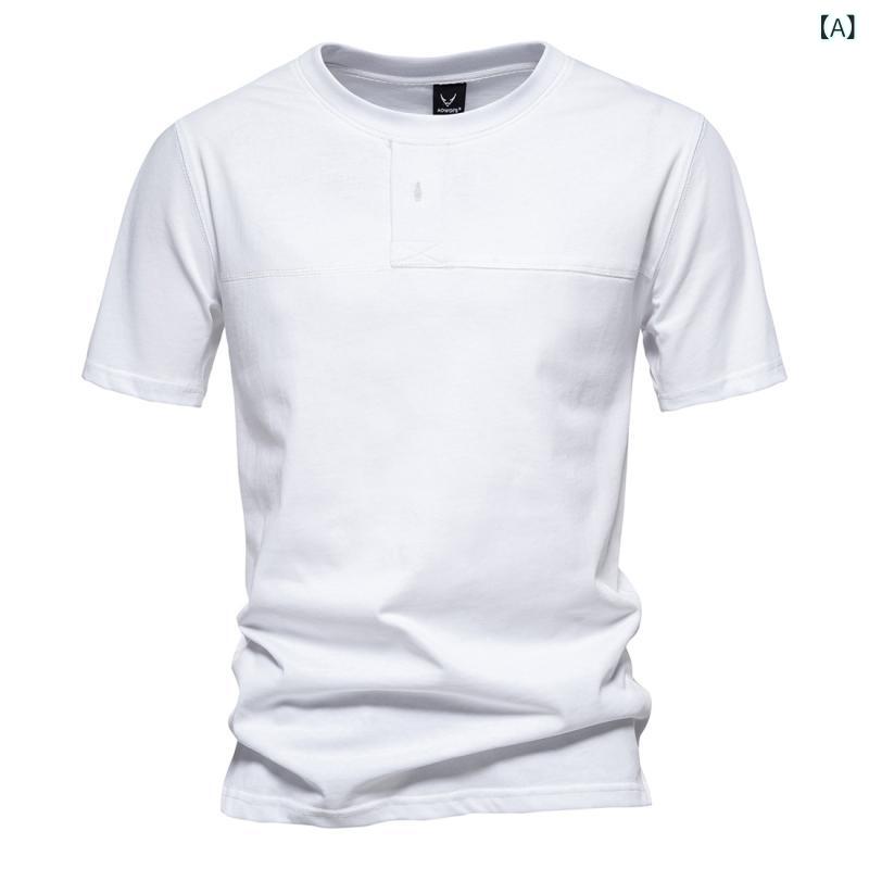 Tシャツ メンズ ヘビーウェイト コットン100% 無地 切り替え クルーネック 半袖 カジュアル トップス 男性用 アメカジ 通気性