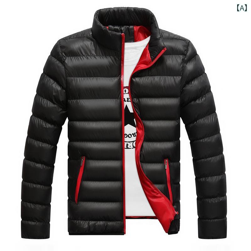 ジャケット メンズ 男性用 スタンドカラー ジップアップ 厚手 綿混 中綿アウター 冬物 防寒 カジュアル レギュラーフィット ベーシック 暖かい