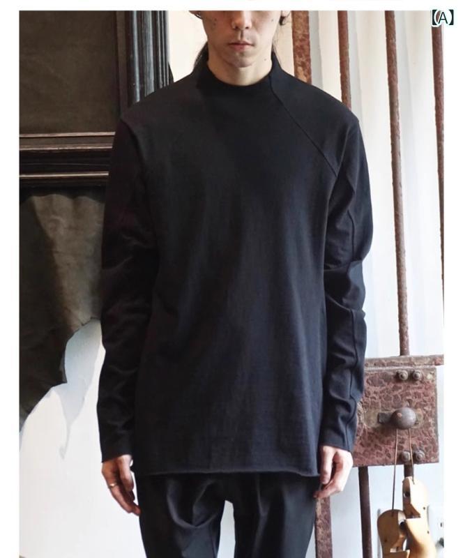 Tシャツ メンズ 秋冬 ハイネック 厚手 無地 大きいサイズ ゆったり ルーズシルエット 切りっぱなし 長袖 コットンブレンド 通気性 トップス 男性用 カジュアル インナー カットソー 4,687円
