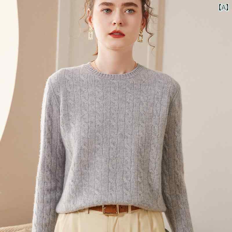 ニット レディース カシミヤ プルオーバー ゆったり オーバーサイズ 厚手 肉厚 ケーブル編み クルーネック 長袖 無地 エレガント きれいめ 通勤 秋冬 トップス|naruki
