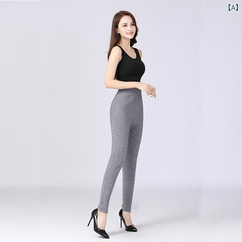 レギンス レディース 防寒 カシミヤ 厚手 裏起毛 タイツ スパッツ 保温 あったか ハイウエスト 深履き スキニー 美脚 ストレッチ 伸縮性 体型カバー ニット リブ インナー ルームウェア 部屋着 ブラック グレー キャメル 秋冬