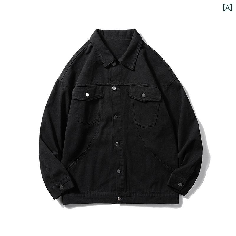 ジャケット メンズ 秋冬 アメカジ ビッグシルエット デニムアウター 多ポケット ワークジャケット ゆったり 襟付き 長袖 通気性 カジュアル 普段使い