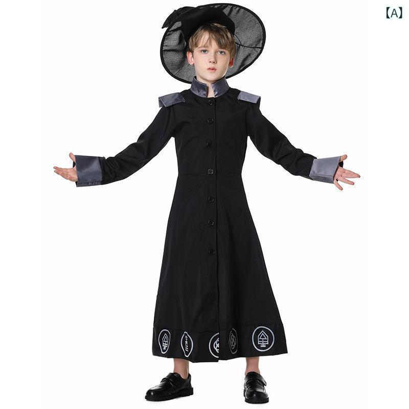 コスプレ 衣装 男の子 ハロウィン 魔法使い マジシャン ウィザード 仮装 なりきり フルセット 舞台 発表会 パーティー イベント ポリエステル マント 帽子 長袖 長ズボン 英倫風