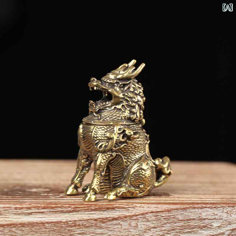 楽天市場】銅製置物 麒麟 銅色 神獣 香炉 金工 細工 香道具 インテリア