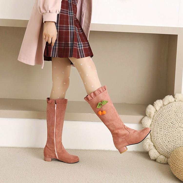 ブーツ 女の子 キッズ ジュニア ガールズ ロングブーツ プリンセス風 かわいい フェイクレザー サイドジップ ソフトソール 滑り止め 裏起毛 防寒 あったか カジュアル 普段使い 秋冬 ブラック ピンク
