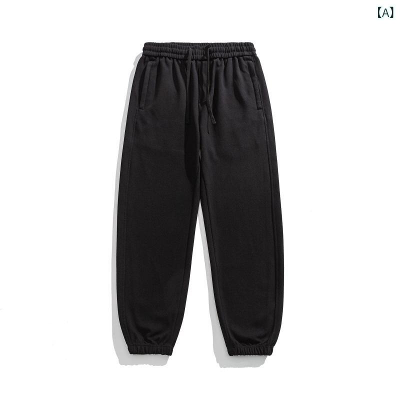 スウェットパンツ メンズ 男性用 ヘビーウェイト 肉厚 ベーシック 定番 ニット素材 ウォッシュ加工 スポーツ カジュアル ゆったり ルーズ テーパード ジョガー コットン 綿 春秋 伸縮性 耐摩耗性 普段使い デイリー 着回し