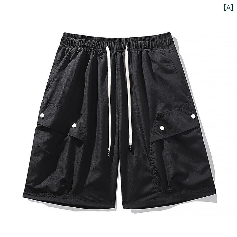 ハーフパンツ メンズ カジュアル スポーツ ランニング ニット 五分丈 ゆったり リラックスフィット トレンド シンプル ポリエステル 春夏 黒 グレー カーキ