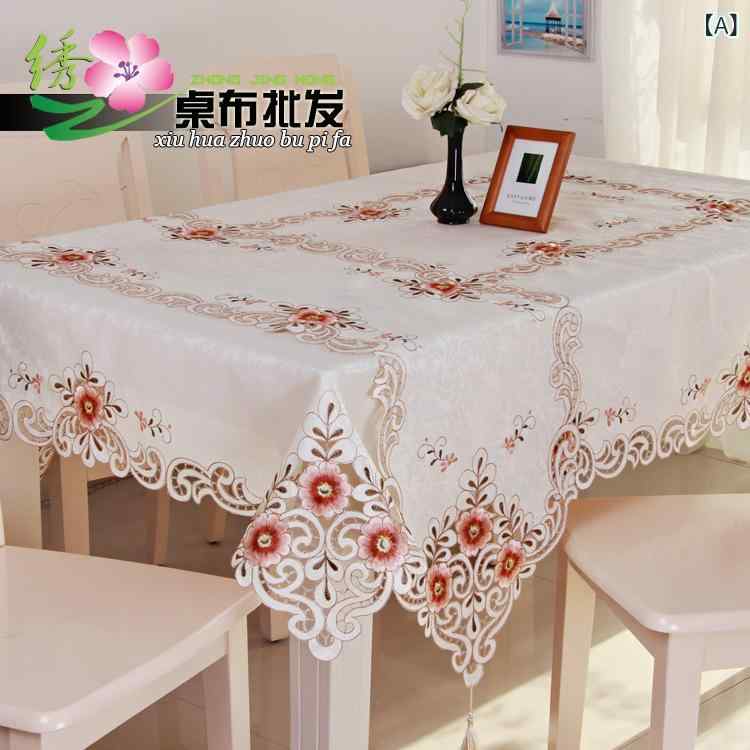 テーブルクロス 田園風 刺繍 ダイニング用 家庭用 普段使い 北欧スタイル 円形 ラウンド 正方形 テーブルランナー 布製 耐熱 断熱 上品 おしゃれ