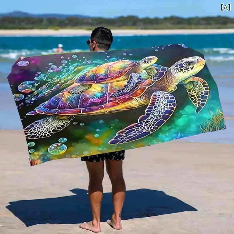 Microfiber Water Absorbent Quick Dry Ultralight Beach Towel Bath Towel Summer Swimming Pool Sports Leisure Travel Outdoor Digital Print Colorful Cute Pattern Soft Touch