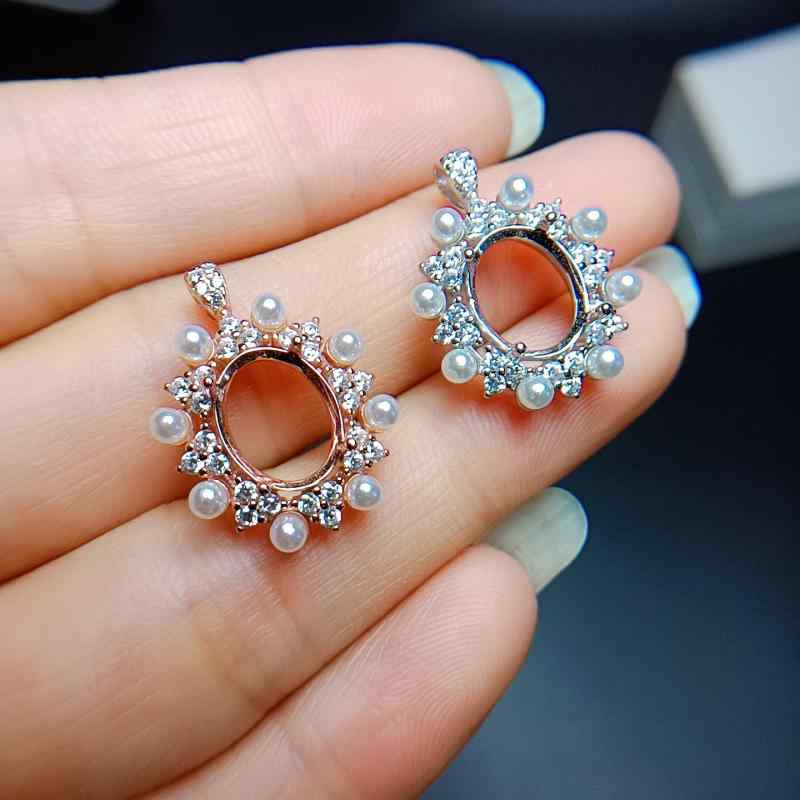 アクセサリー 女性用 S925シルバー セット 指輪 リング ペンダント ネックレス 空枠 満天星デザイン 18Kホワイトゴールドメッキ ローズゴールドメッキ ファッション エレガント|naruki