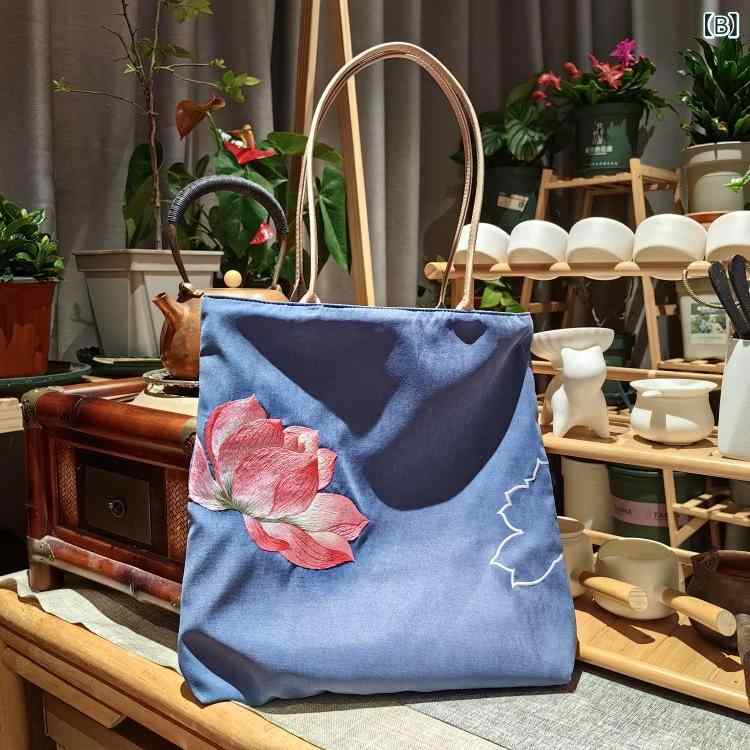 バッグ レディース 女性用 中国風 新チャイナ風 文芸風 蘇州刺繍 刺・墸 ショルダーバッグ ハンドバッグ トートバッグ キャンバス 帆布 コットンリネン 綿麻 縦型 スクエア ミディアムサイズ 内ポケット 仕切り デイリーユース 日常使い お出かけ 鞄