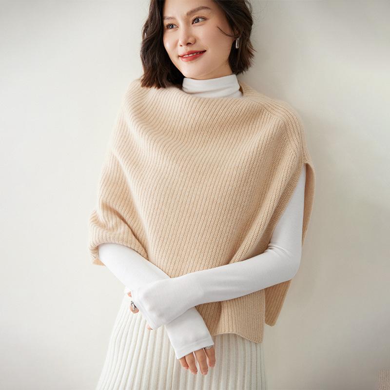 ニット ポンチョ レディース カシミヤ スリット ゆったり 上品 あったか 防寒 羽織り 体型カバー オーバーサイズ リラックスフィット カジュアル 秋冬