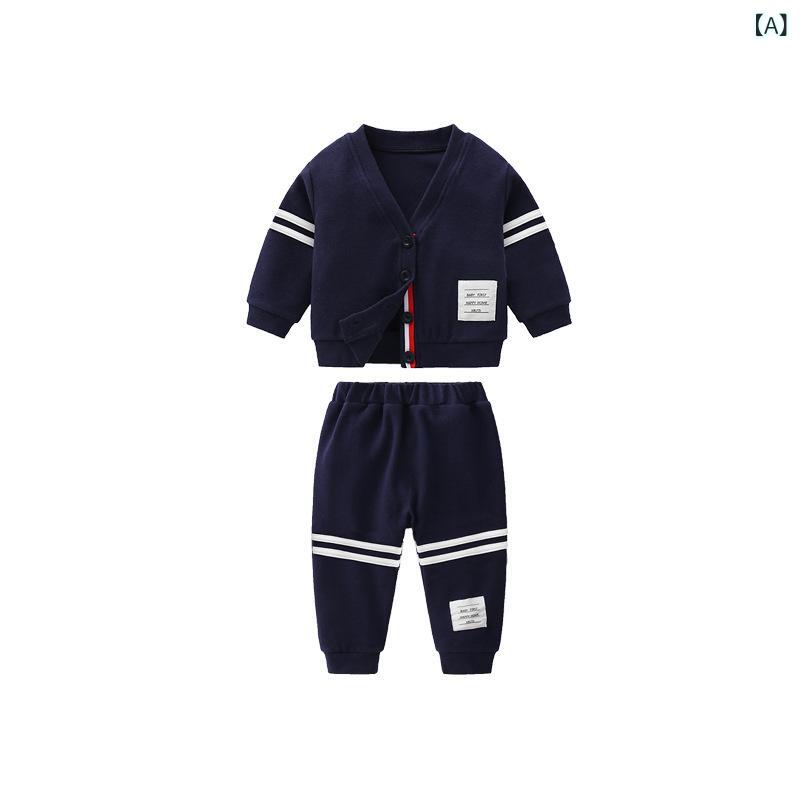 キッズ 男の子 フォーマルスーツ セットアップ 秋冬 長袖 綿 コットン ブレザー パンツ 長ズボン スクール風 1歳 誕生日 入園式 卒園式 発表会 結婚式 セレモニー 紺 ネイビー おしゃれ