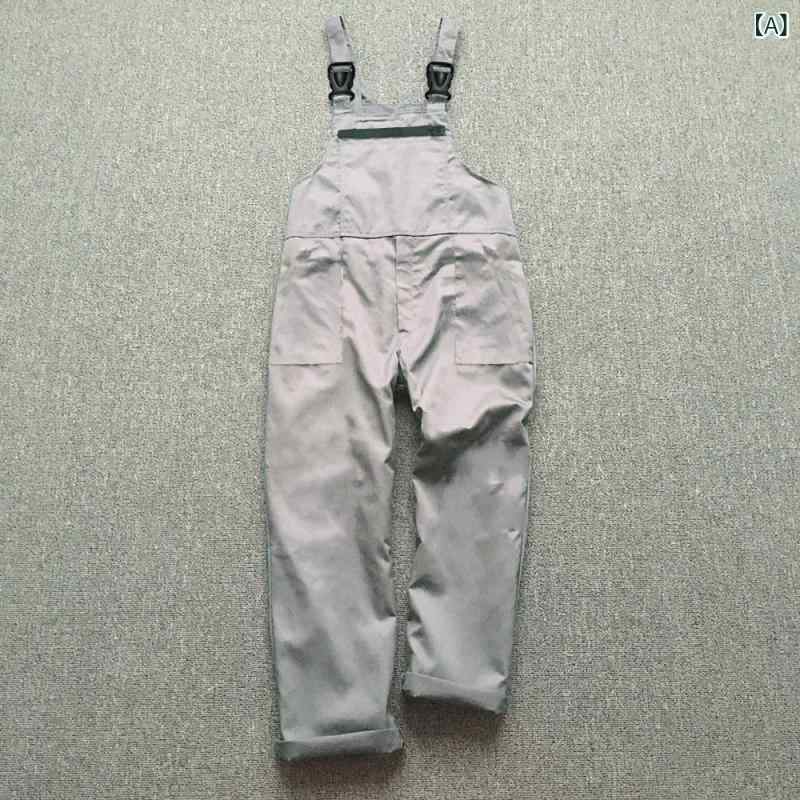 サロペット 男女兼用 学生向け トレンド 韓国風 多機能ポケット ゆったり ルーズシルエット レトロ ヴィンテージ ワークデザイン カジュアル ストリート ヒップホップ 綿素材 吸湿速乾 ロング丈 4,687円