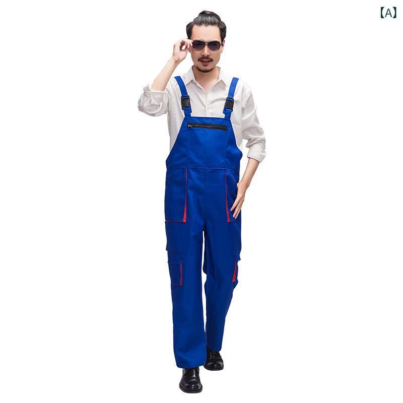 つなぎ メンズ 男性用 サロペット オールインワン 作業服 ワークウェア 工場作業 整備士 修理 耐摩耗 丈夫 多機能ポケット 防汚 防塵 ホコリ対策 ポリエステル 綿 混紡