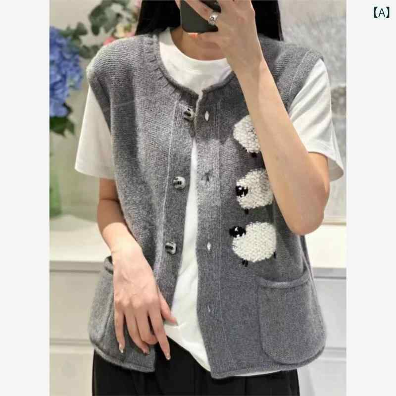 編み物 レディース 3匹子ヒツジひな型 羊毛 カシミール混紡 朦々たる 肉厚 丸首 労働者の一団素っ首 ホンブルグ帽肌ざわり 若押し出し エイジレス ゆったり 花の冠yd ジレー 秋冬 トップス