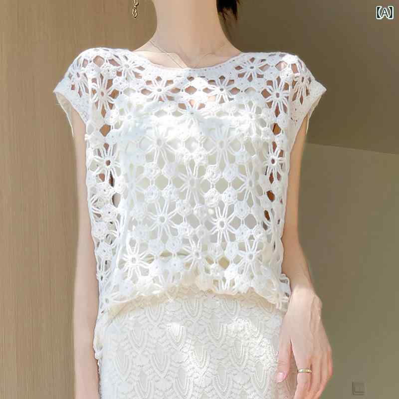 ニットベスト レディース クルーネック ノースリーブ ウール 透かし編み リブ プルオーバー ゆったり オーバーサイズ 薄手 大人 きれいめ 秋冬 カジュアル｜naruki