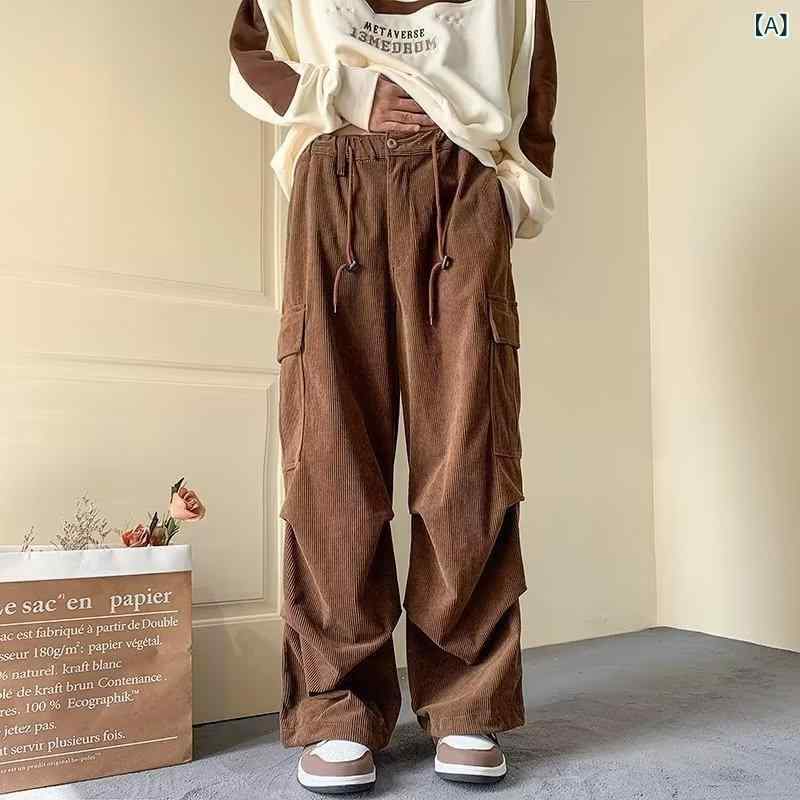 ワークパンツ メンズ 男性用 アメカジ コーデュロイ 秋冬 裏起毛 厚手 ゆったり ルーズ ストレート ワイドパンツ 大きいサイズ ビッグサイズ 普段使い タウンユース