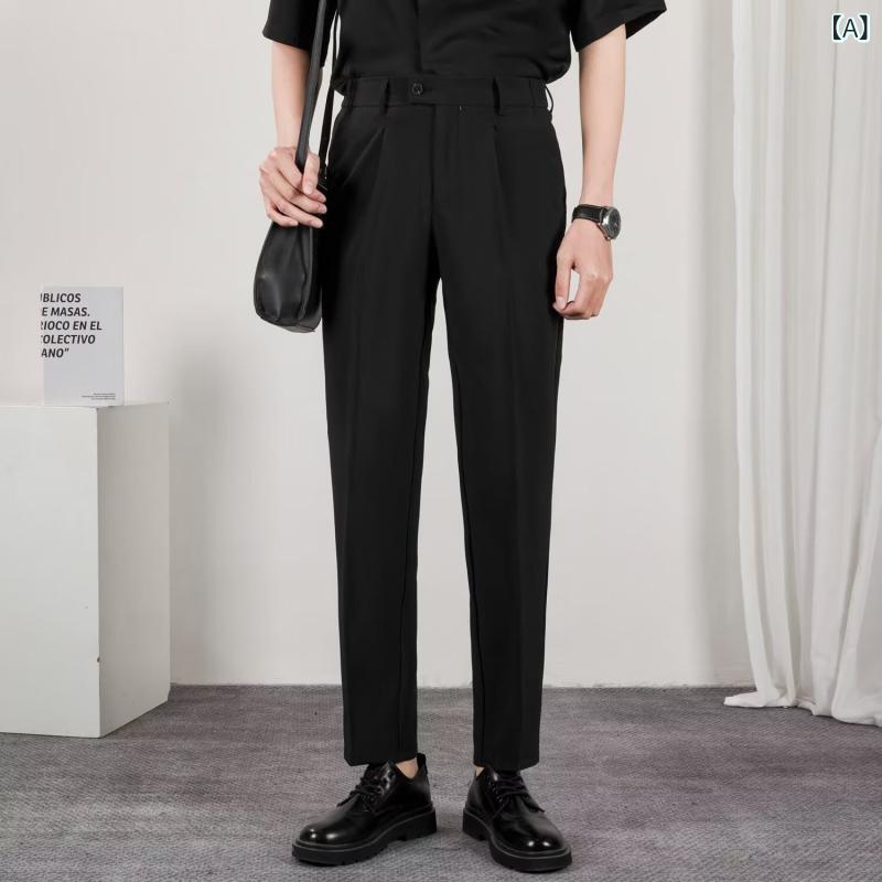 スラックス メンズ 男性用 ポリエステル ストレッチ 伸縮性 ストレート ドレープ感 とろみ感 きれいめ カジュアル ノーアイロン シワになりにくい 普段使い 通勤 ビジネス 春秋