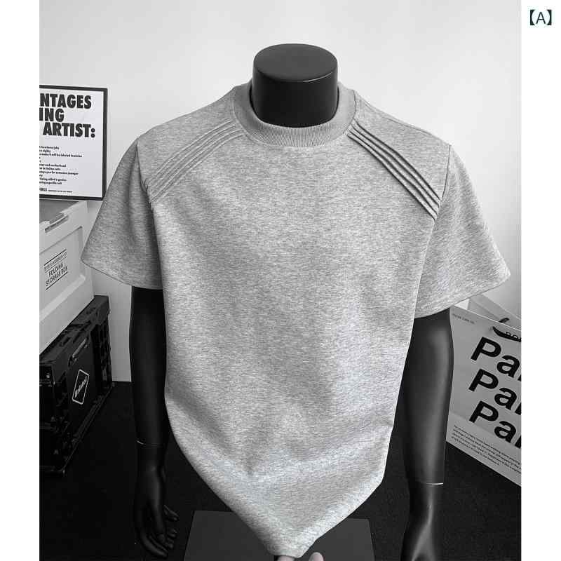Tシャツ メンズ 男性用 アメリカン ヘビーウェイト ボクシーシルエット ルーズフィット クルーネック 半袖 グレー ホワイト ブラック ストリート カジュアル デイリー トップス 春夏