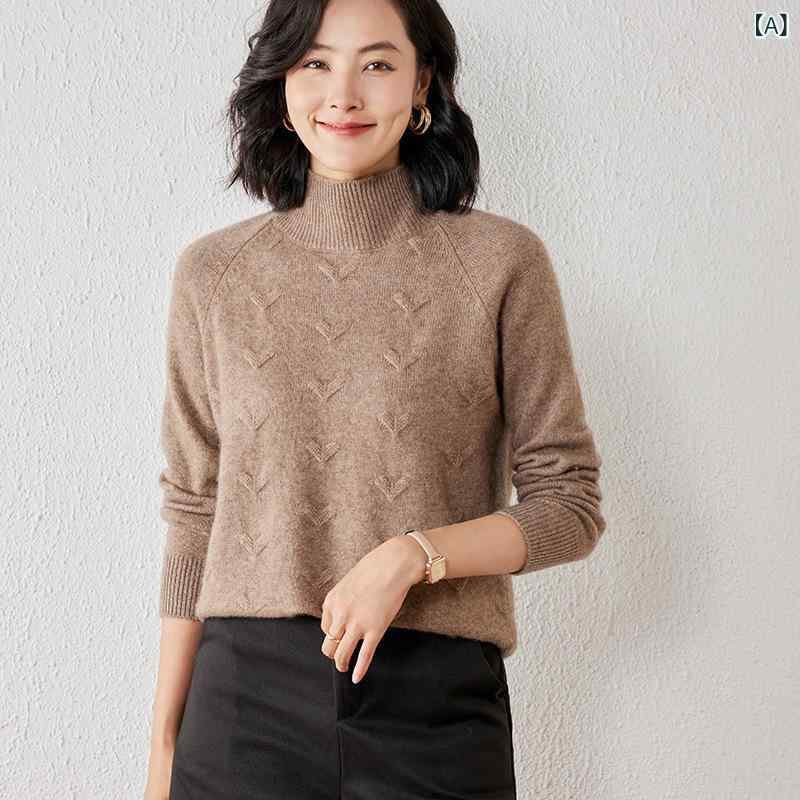 ニット レディース カシミヤ プルオーバー ハーフハイネック ショート丈 厚手 保温 トップス 秋冬 おしゃれ 高級感 普段使い 通勤