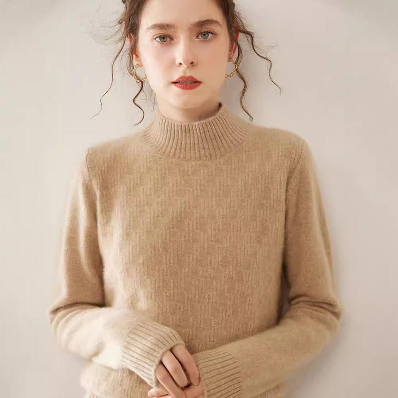 ニット レディース 女性用 モックネック カシミヤ セーター プルオーバー トップス インナー ゆったり ルーズフィット 着痩せ効果 長袖 厚手 暖かい 無地 秋冬 通勤 オフィス カジュアル きれいめ デイリー|naruki