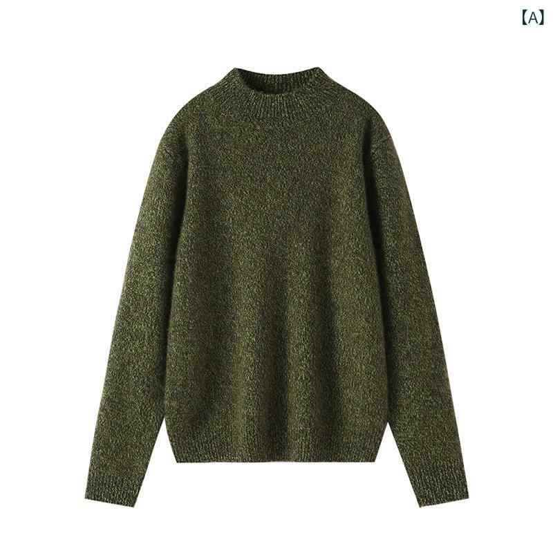 ニット レディース 厚手 カシミヤ セーター 長袖 ハーフハイネック シームレス トップス ゆったり 柔らか 肌触り良い プルオーバー 無地 保温性 通勤 オフィス 秋冬|naruki