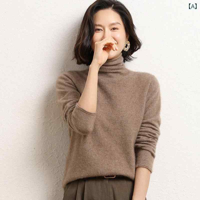 ニット レディース カシミヤ100% ハイネック 長袖 プルオーバー ゆったり ルーズフィット 中厚手 無地 秋冬 上品 エレガント カジュアル 普段使い インナー 重ね着