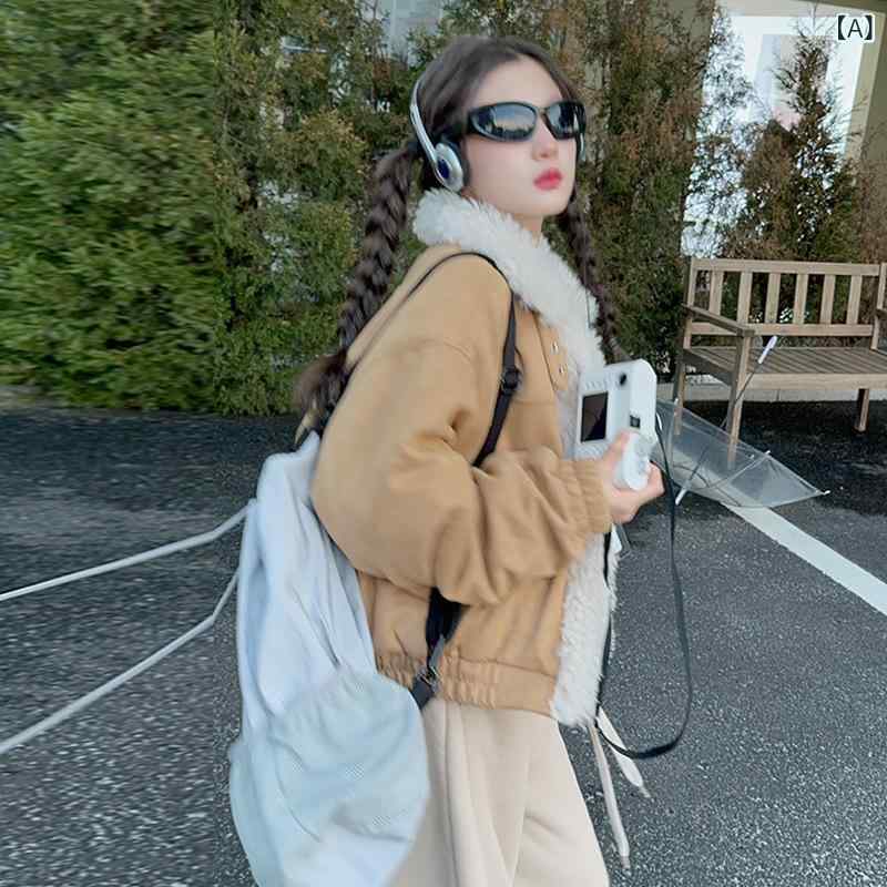 ボア 中綿ジャケット キッズ 女の子 秋冬 アメカジ レトロ 切り替え ゆったり 襟付き 裏起毛 厚手 暖かい おしゃれ カジュアル シングルボタン 着回し抜群
