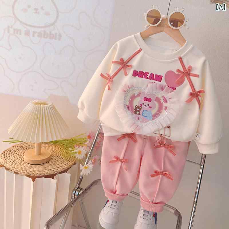 セットアップ キッズ 女の子 かわいい スウィート ハート柄 スウェット トレーナー フード付き 長袖 長ズボン 綿 コットン 春 ピンク パープル 上下セット 2点セット