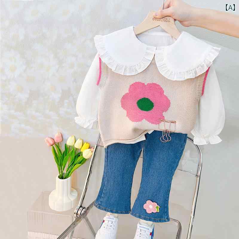 セットアップ 女の子 キッズ ベビー 春秋 韓国風 スポーツ ウェア 綿 長袖トップス 長ズボン 3点セット 上下セット パンツ カジュアル おしゃれ かわいい 普段着 通園 お出かけ