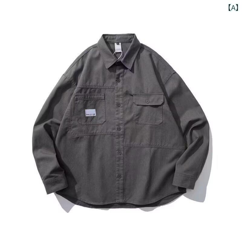 カジュアルセットアップ メンズ 男性用 綿 コットン 長袖 シャツ トップス ワークシャツ ゆったり ビッグシルエット 普段使い スポーツ 部屋着 トレンド おしゃれ 通年対応 快適な着心地