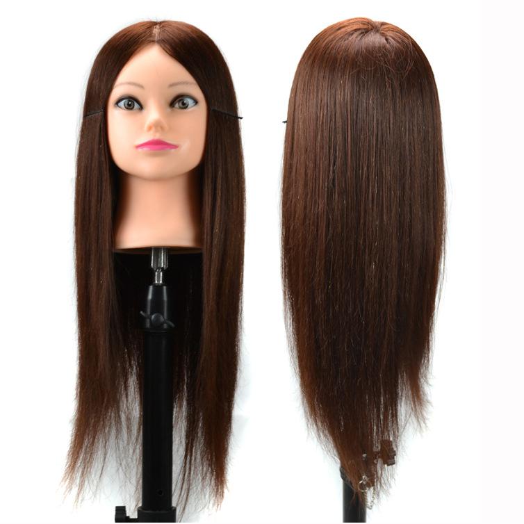 マネキンヘッド レディース 人工毛 混合毛 ロングヘア 練習用 スタイリング ヘアアレンジ 編み込み まとめ髪 メイク練習 美容師 理容師 ウィッグヘッド ダークブラウン