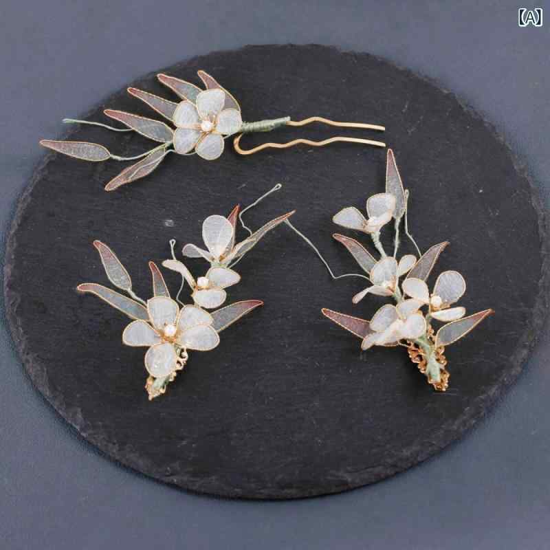 髪飾り レディース 中国風 古典風 ハンドメイド ライトラグジュアリー ヘアクリップ バレッタ 髪留め フルセット 漢服 古装 時代衣装 コスプレ 衣装小物 イベント アクセサリー 個性的