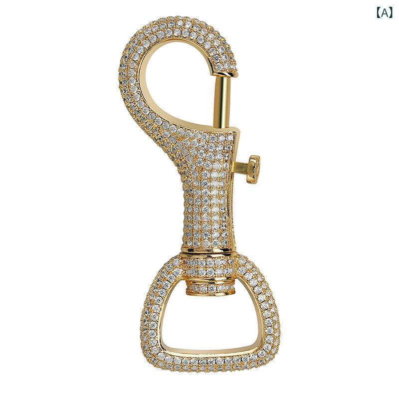 キーホルダー ヒップホップ 個性的 欧米トレンド フルジルコニア 銅製 金色 白金色 車 鍵 バッグチャーム リュック キーチェーン 腰掛け