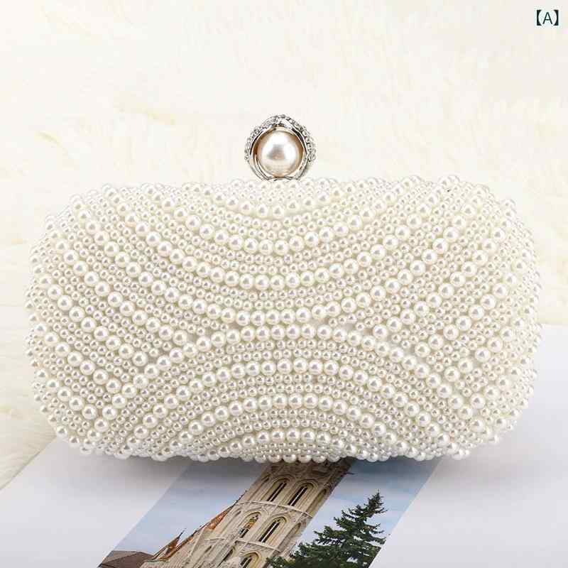 バッグ レディース パール パーティー クラッチ ショルダーバッグ ミニ 斜め掛け チェーン ハンド ロック金具 結婚式 披露宴 二次会 フォーマル チャイナドレス お呼ばれ 上品 エレガント オフホワイト ゴールド シルバー金具
