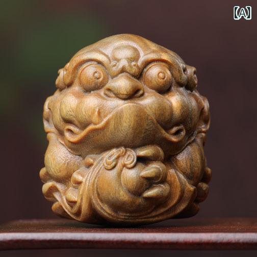 置物 メンズ 男性用 緑檀 木彫り 元宝 貔貅 抱球 招財神獣 縁起物 精巧な彫刻 掌玩物 手遊び コレクション 室内装飾 茶器飾り 開運アイテム 高級感 手のひらサイズ