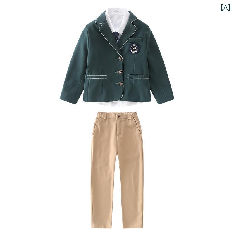 スクール制服 男の子 女の子 ジュニア 幼稚園 園児 小学生 学生 春秋 スリーピース スーツ フォーマル ブリティッシュ 学院風 セットアップ 綿混紡