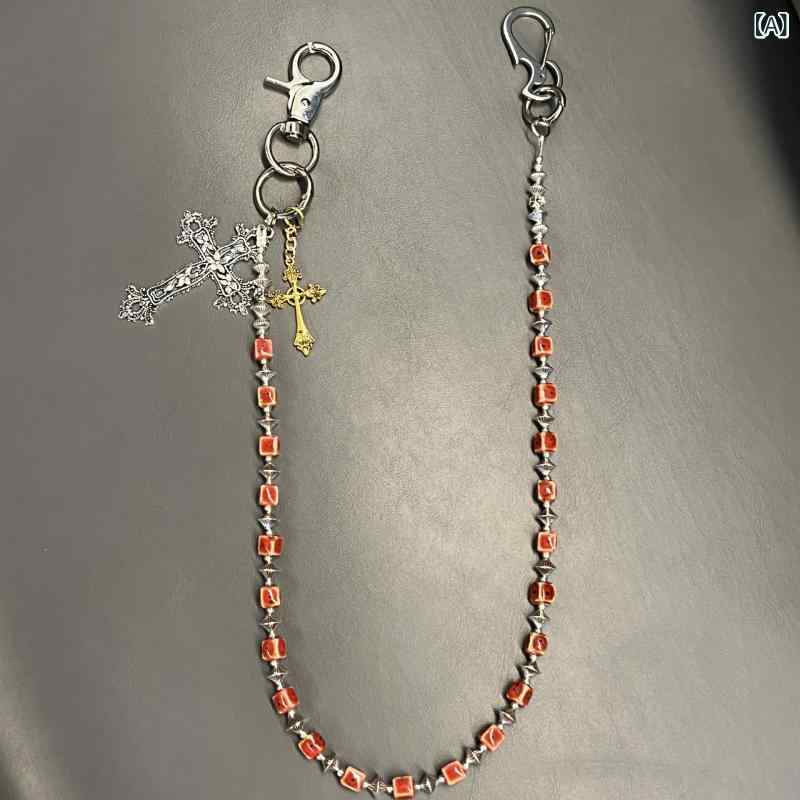 ウォレットチェーン メンズ レトロ ヴィンテージ 人造石 デニム ジーンズ ストリート ヒップホップ ファッション アクセサリー
